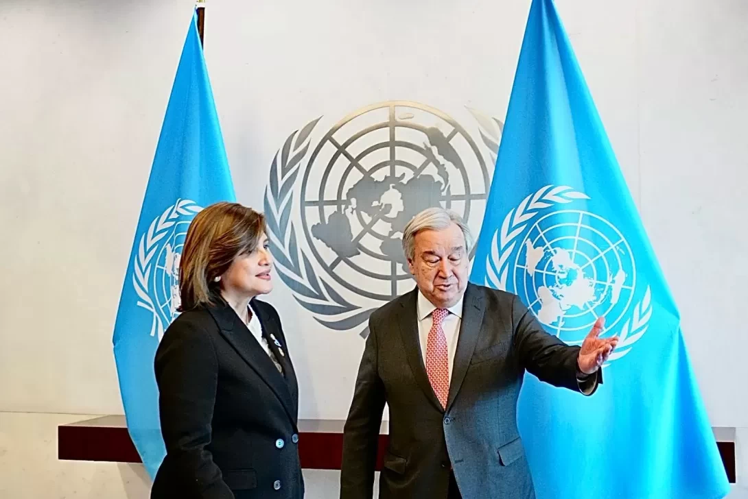 La primera reunión bilateral fue con el Secretario General de la Organización de las Naciones Unidas (ONU), António Guterres, interesado en dar continuidad a las alianzas ya establecidas en temas de desarrollo y cooperación.