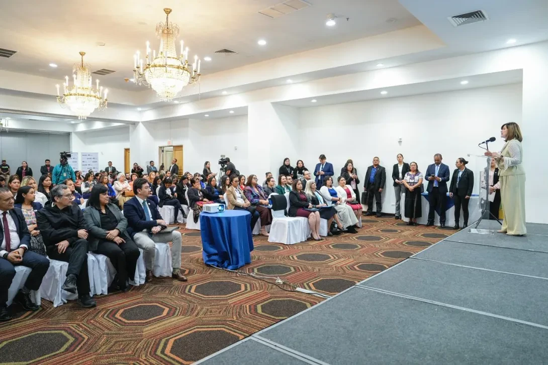 Vicepresidenta, Dra. Karin Herrera durante su discurso